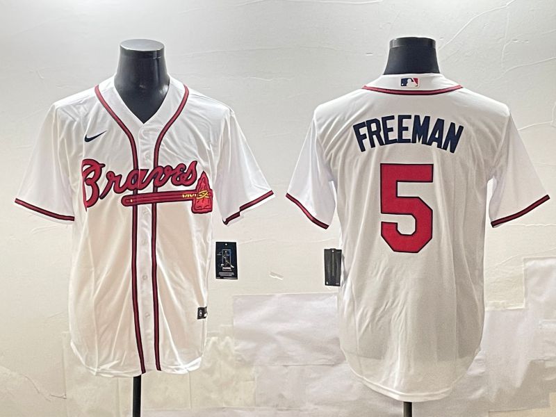 Men Atlanta Braves 5 Freeman White Game 2025 Nike MLB Jersey style 3